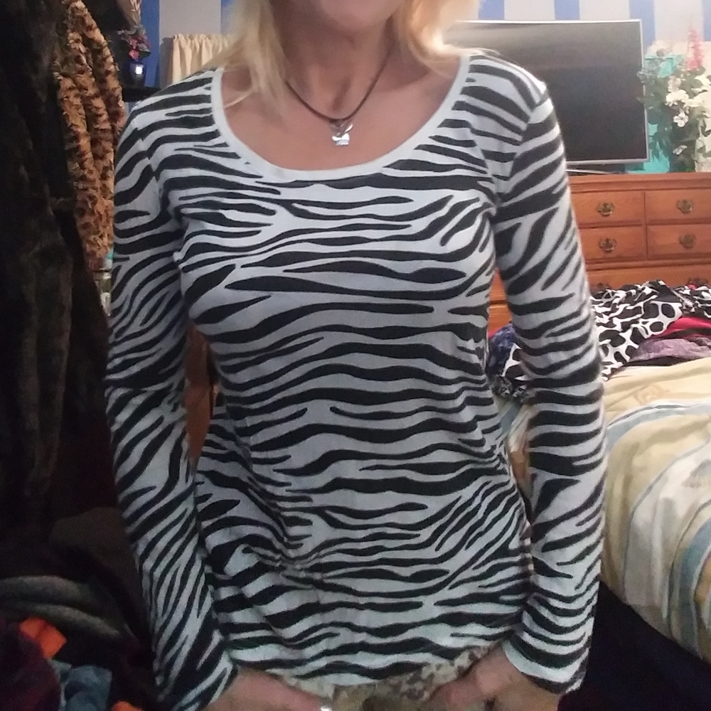 Zebra striped long sleeved tee